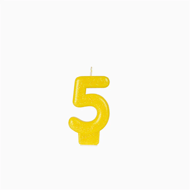 Vela Número Pequeña Glitter 8.5 cm Amarillo - Image 8