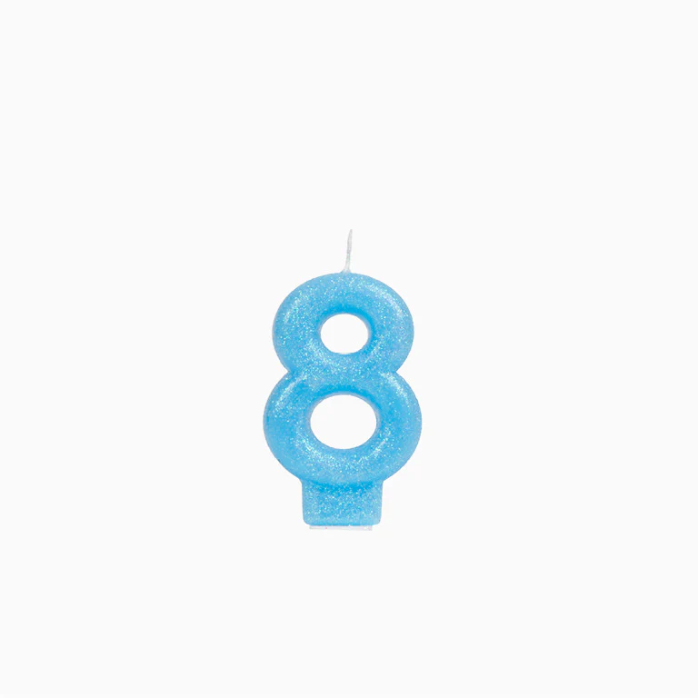 Vela Número Pequeña Glitter 8.5 cm Azul Pastel - Image 10