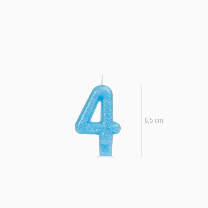 Vela Número Pequeña Glitter 8.5 cm Azul Pastel - Image 17