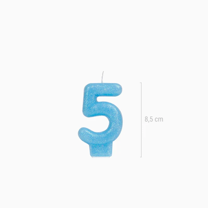 Vela Número Pequeña Glitter 8.5 cm Azul Pastel - Image 18