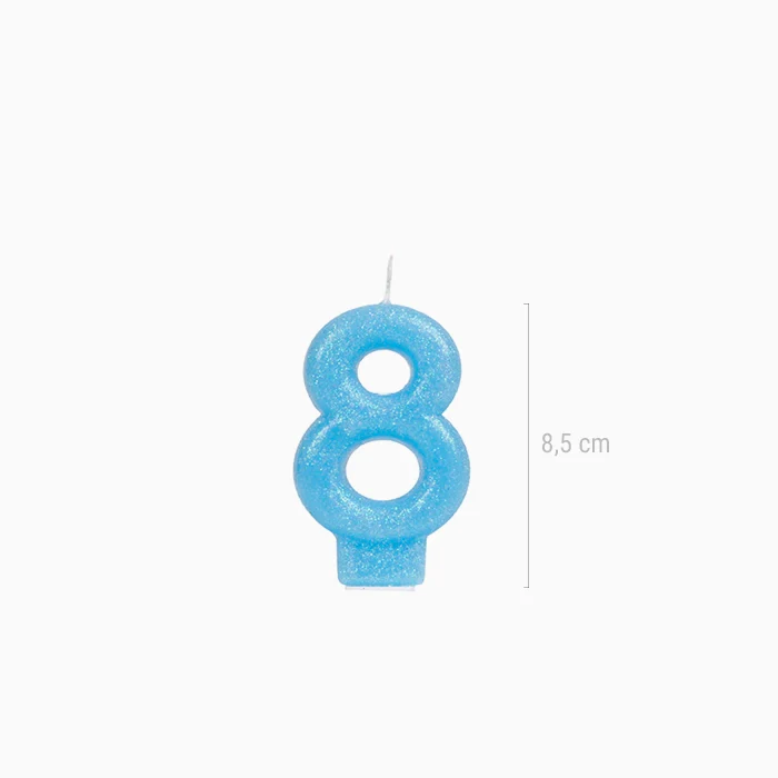Vela Número Pequeña Glitter 8.5 cm Azul Pastel - Image 21