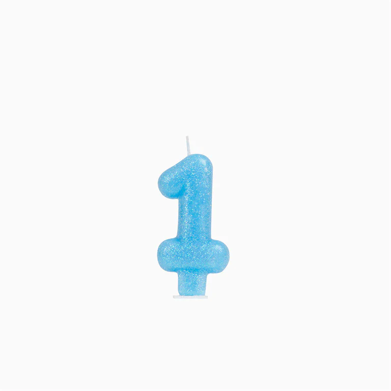 Vela Número Pequeña Glitter 8.5 cm Azul Pastel - Image 3
