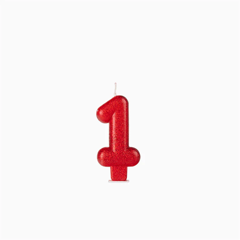Vela Número Pequeña Glitter 8.5 cm Rojo - Image 4