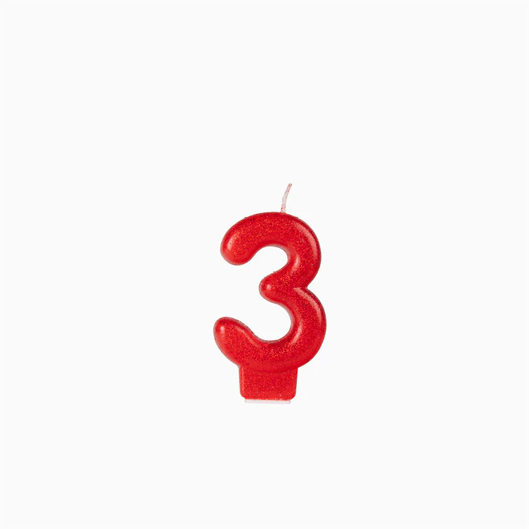Vela Número Pequeña Glitter 8.5 cm Rojo - Image 6