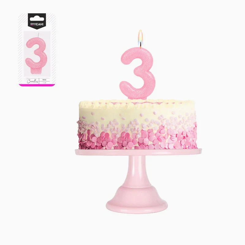Vela Número Pequeña Glitter 8.5 cm Rosa - Image 16