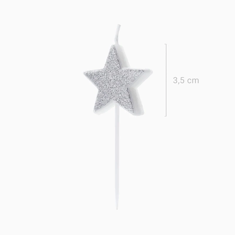 Velas de Cumpleaños Estrellas Glitter Plata - Image 3