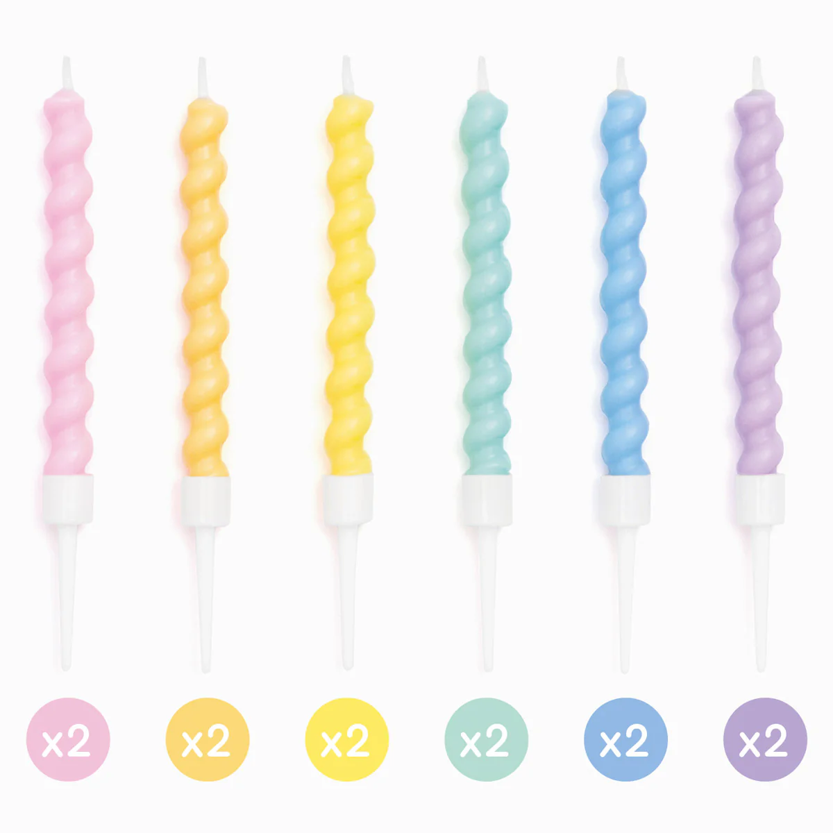 Velas Torneadas Cumpleaños Color Pastel / Pack 12 uds - Image 3