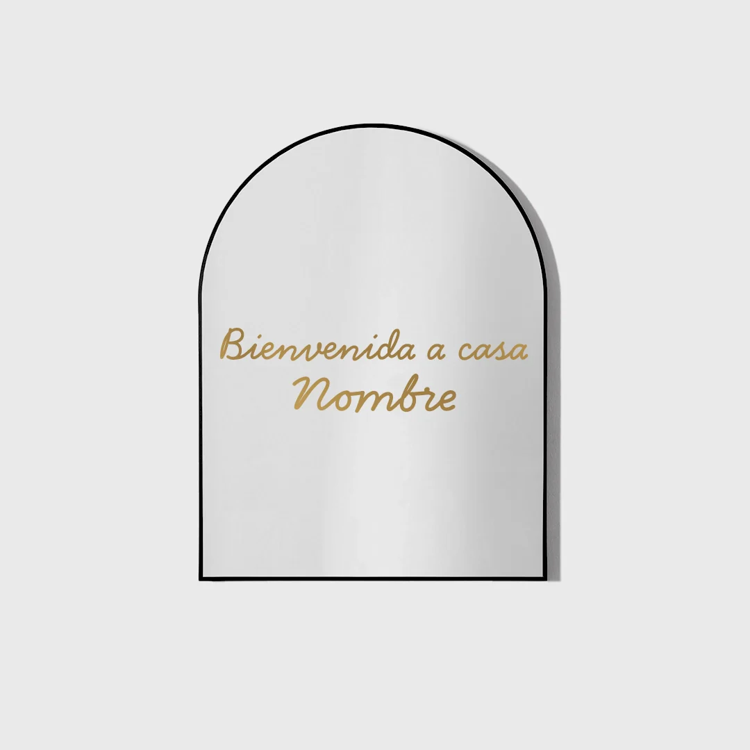 Vinilo Personalizado Bienvenida a Casa Espejo Oro