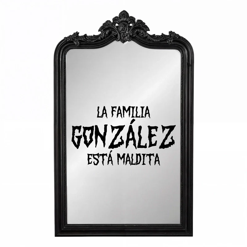 Vinilo Personalizado La Familia Está Maldita Espejo Halloween Negro - Image 3
