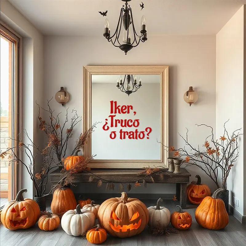 Vinilo Personalizado Truco o Trato Espejo Halloween Rojo